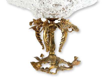 Gilt Bronze & Cut Crystal Centerpiece with Acorns & Flowers