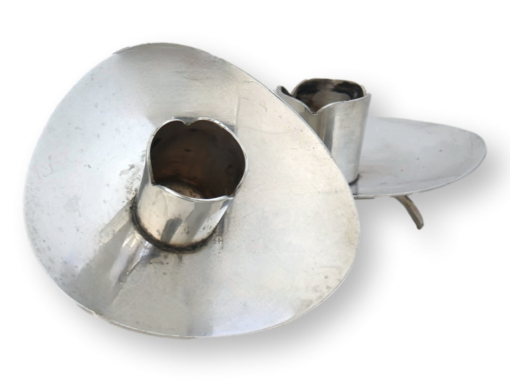 Mexican Modernist Sterling Candle Holders, Signed