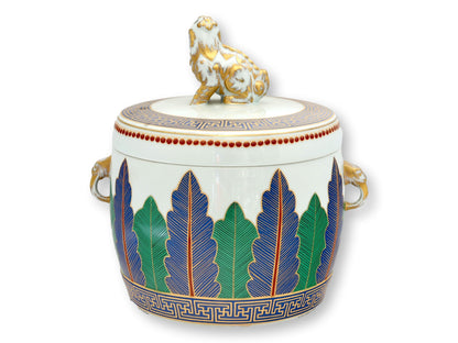Mottahedeh Charleston Feather Foo Dog Jar & Lid