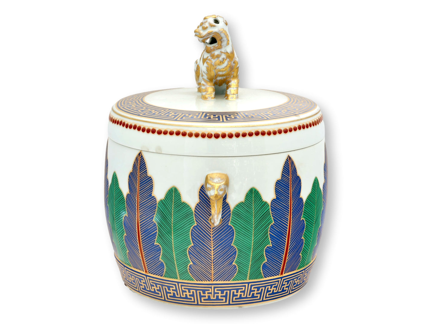 Mottahedeh Charleston Feather Foo Dog Jar & Lid