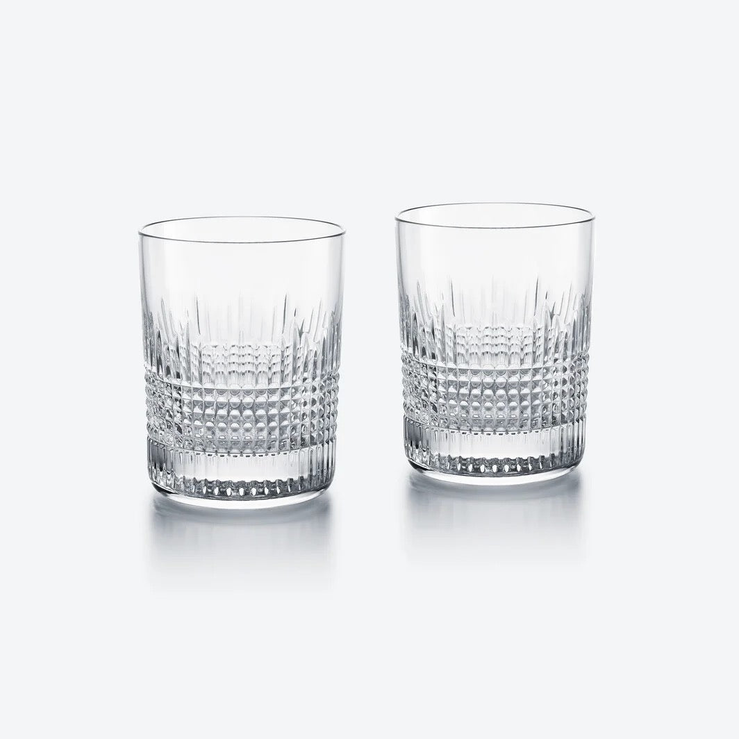 French Baccarat Nancy Crystal Old Fashioned Glasses, Pair