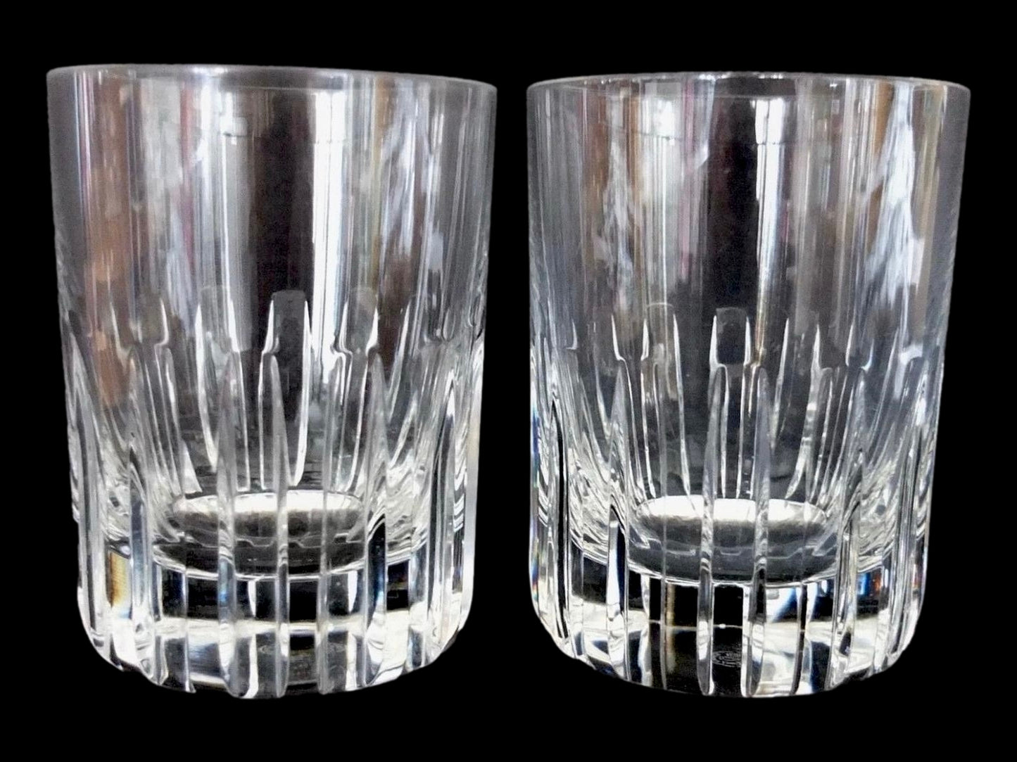 French Baccarat Rotary Pattern Old Fashioned Glasses, Pair