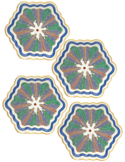 Mottahedeh "Charleston Feather" Hexagonal Trays, Set of 4