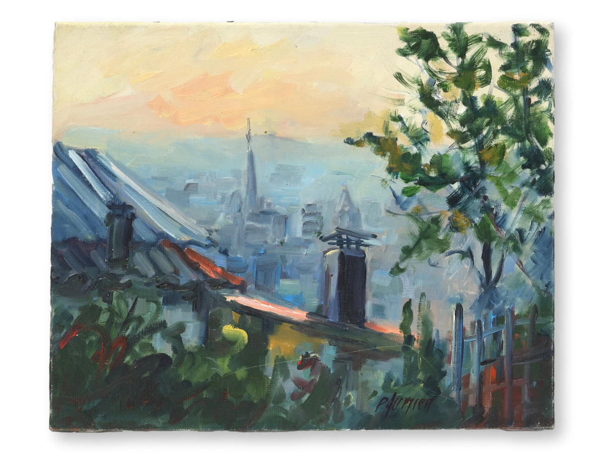 Liliane Paumier French Village Skyline Oil Painting