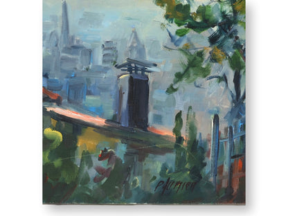 Liliane Paumier French Village Skyline Oil Painting