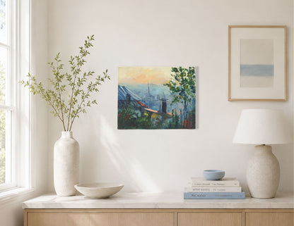 Liliane Paumier French Village Skyline Oil Painting