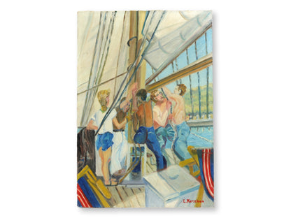 French Yacht Club Oil Painting