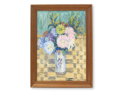 French Floral Still Life with Faience Vase