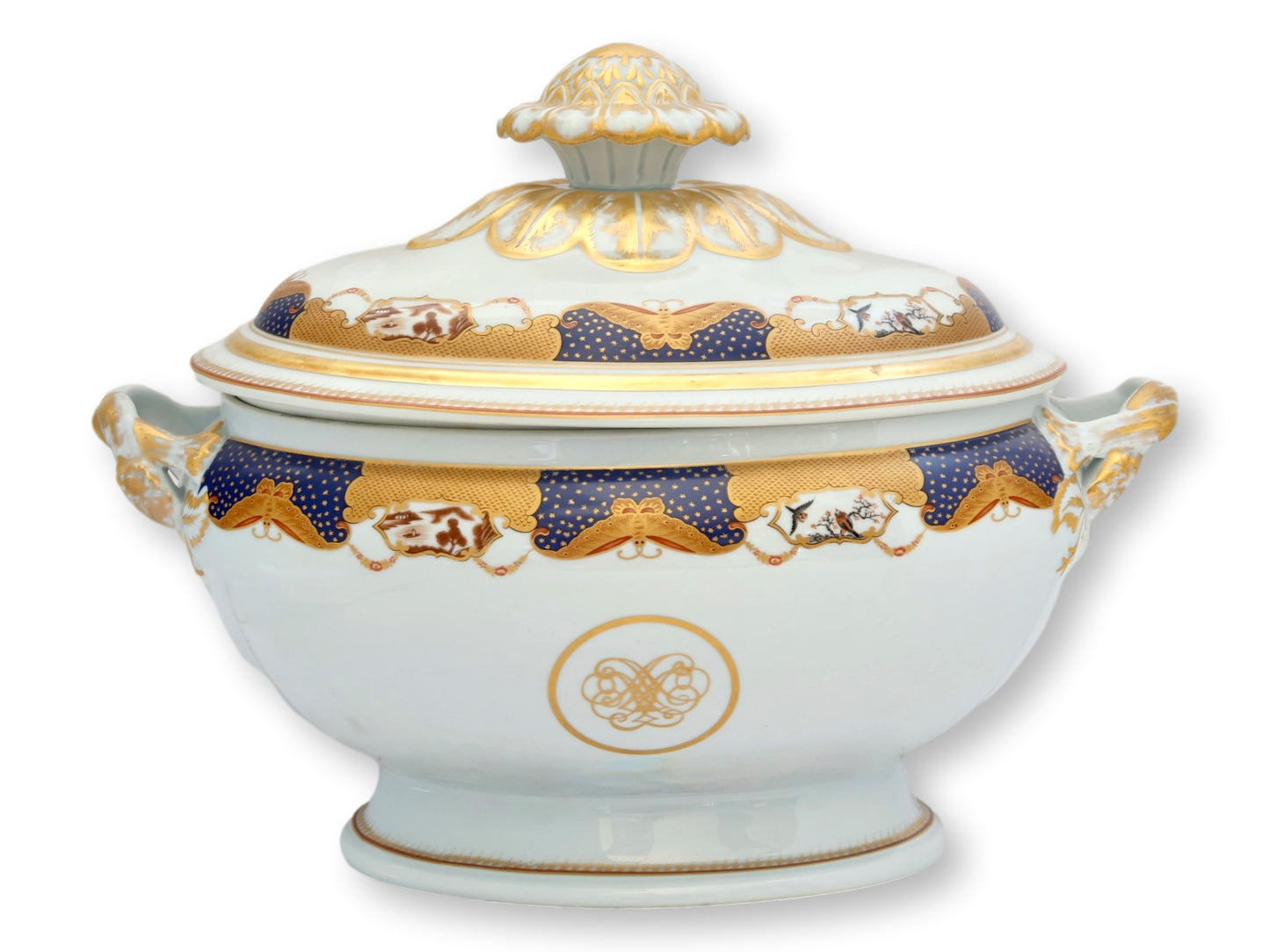 Nelson Rockefeller Collection Mottahedeh Golden Butterfly Covered Soup Tureen