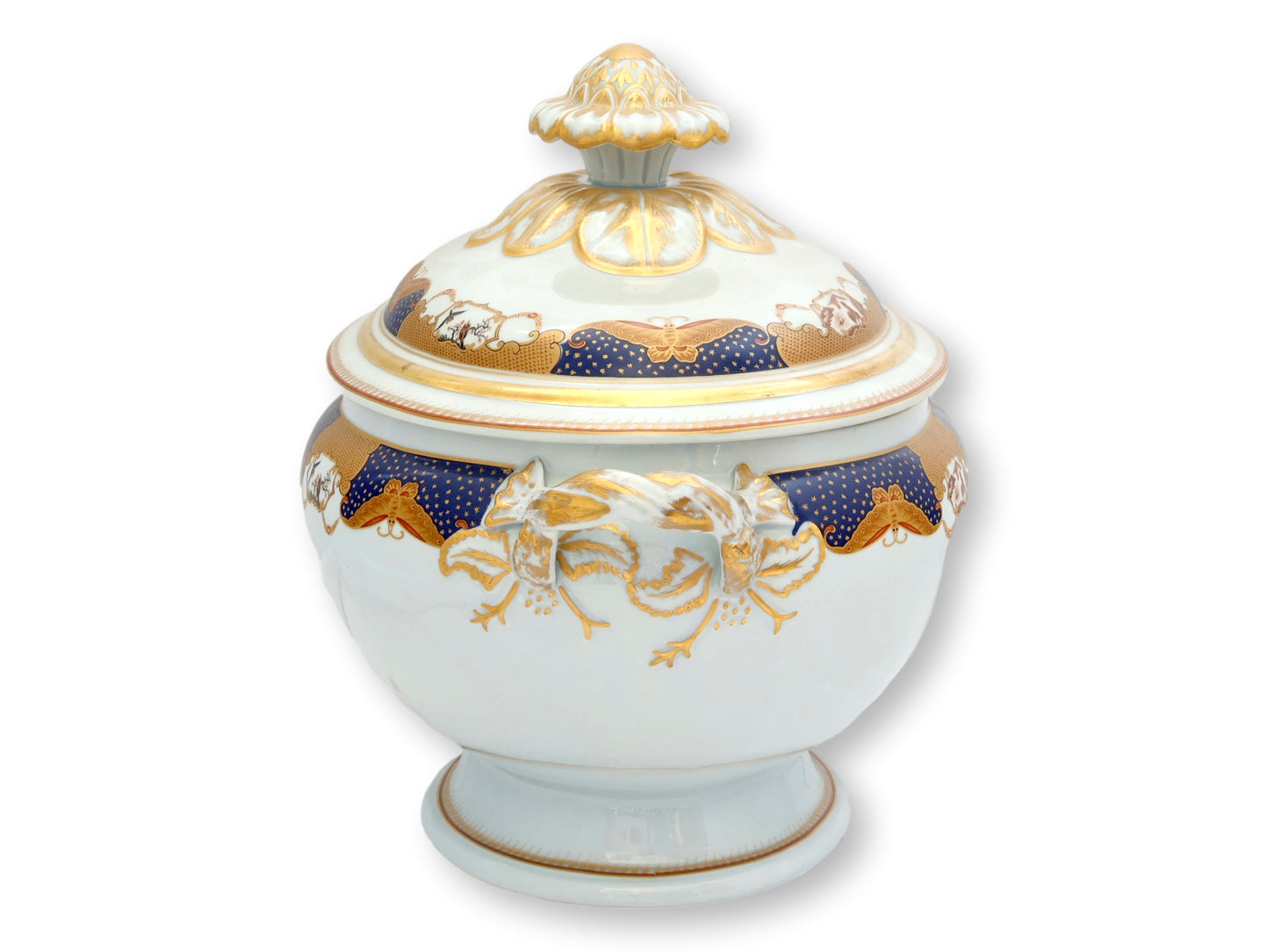 Nelson Rockefeller Collection Mottahedeh Golden Butterfly Covered Soup Tureen