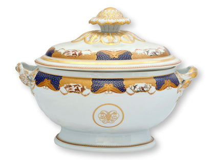 Nelson Rockefeller Collection Mottahedeh Golden Butterfly Covered Soup Tureen