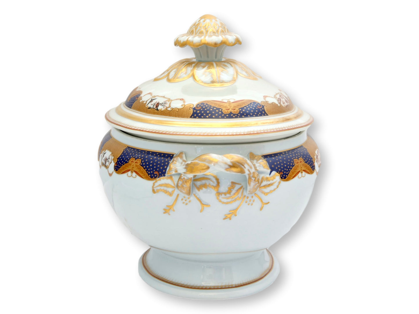 Nelson Rockefeller Collection Mottahedeh Golden Butterfly Covered Soup Tureen