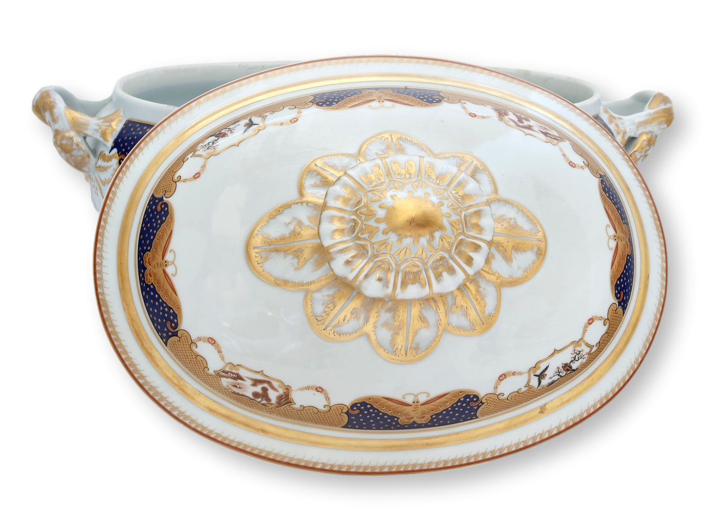 Nelson Rockefeller Collection Mottahedeh Golden Butterfly Covered Soup Tureen