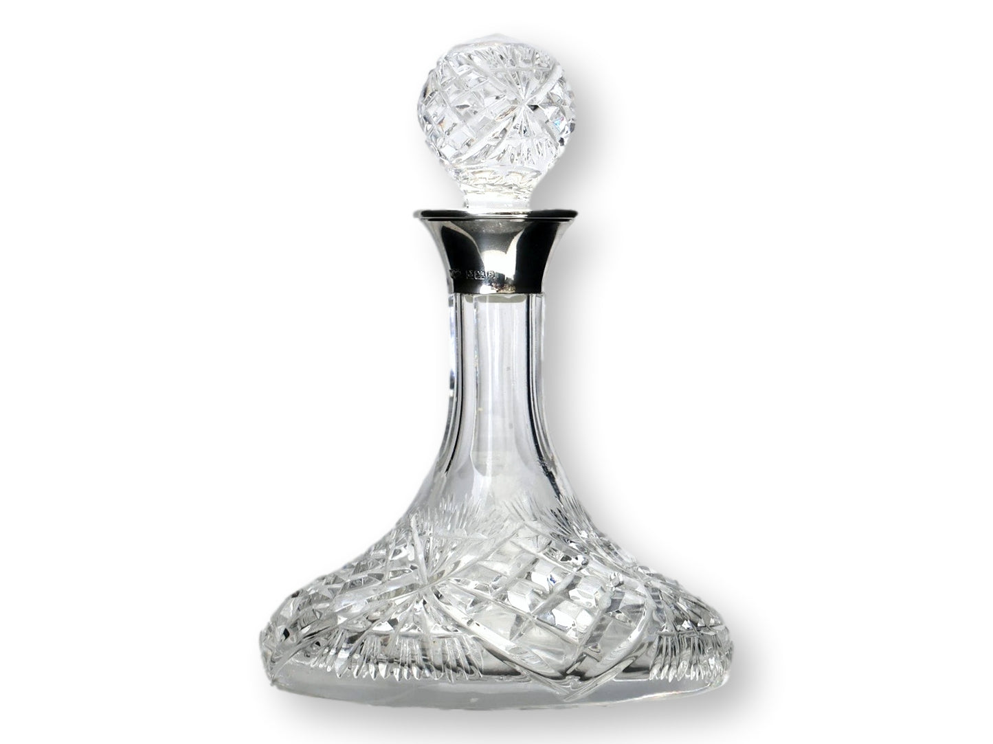 Sterling Cap Cut Crystal Petite Decanter