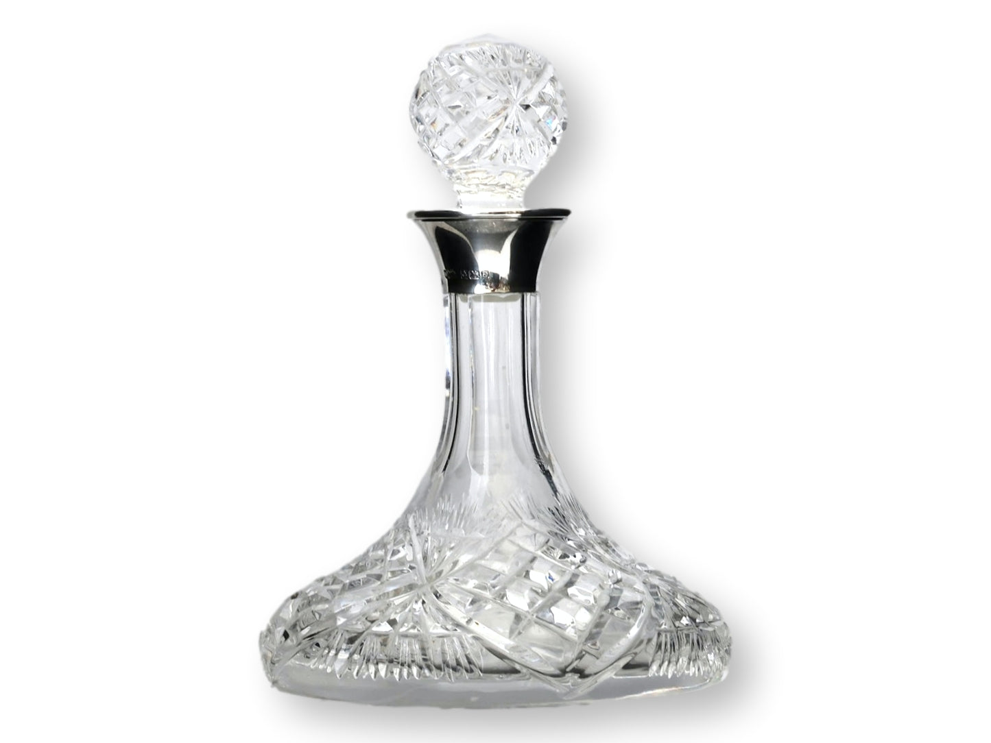 Sterling Cap Cut Crystal Petite Decanter
