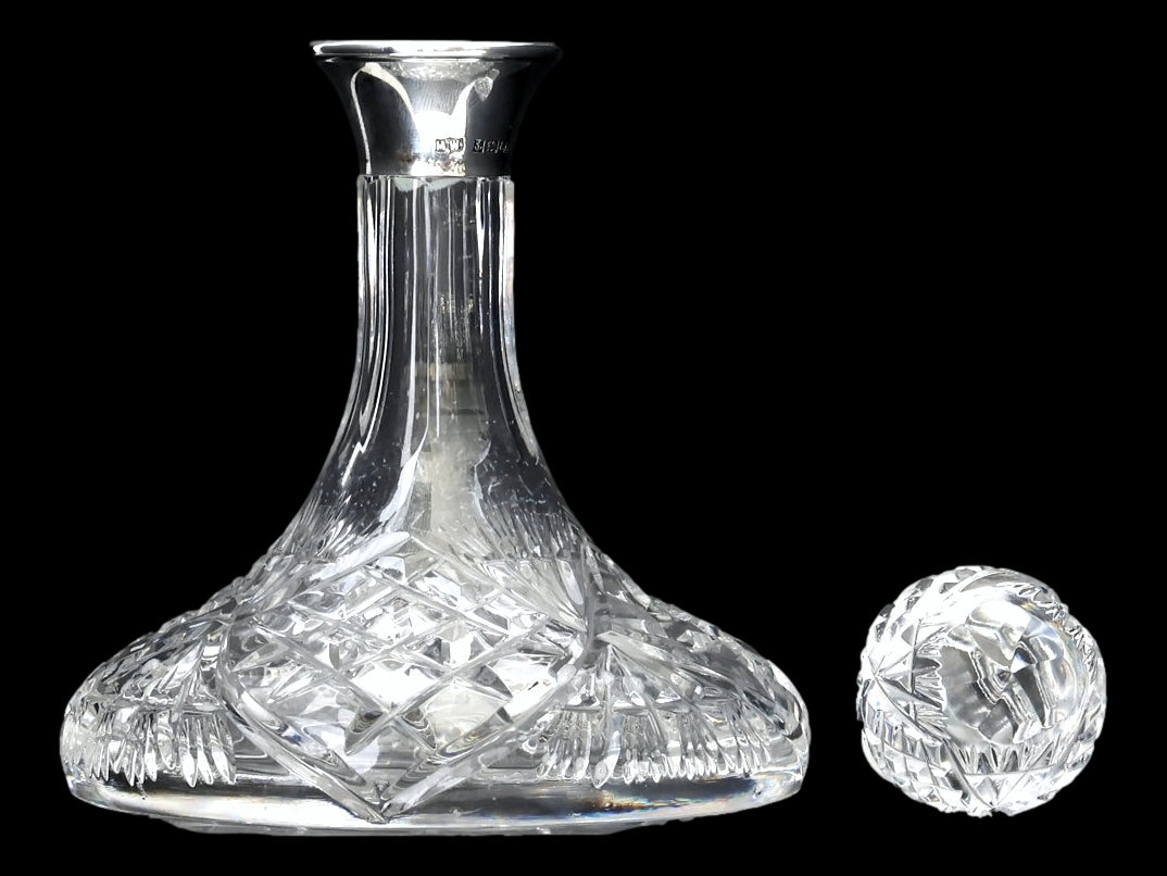 Sterling Cap Cut Crystal Petite Decanter