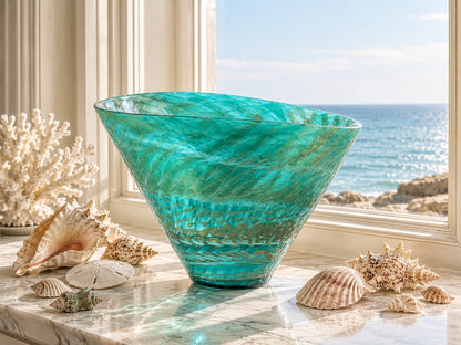 Aquamarine Italian Murano Glass Large Vase