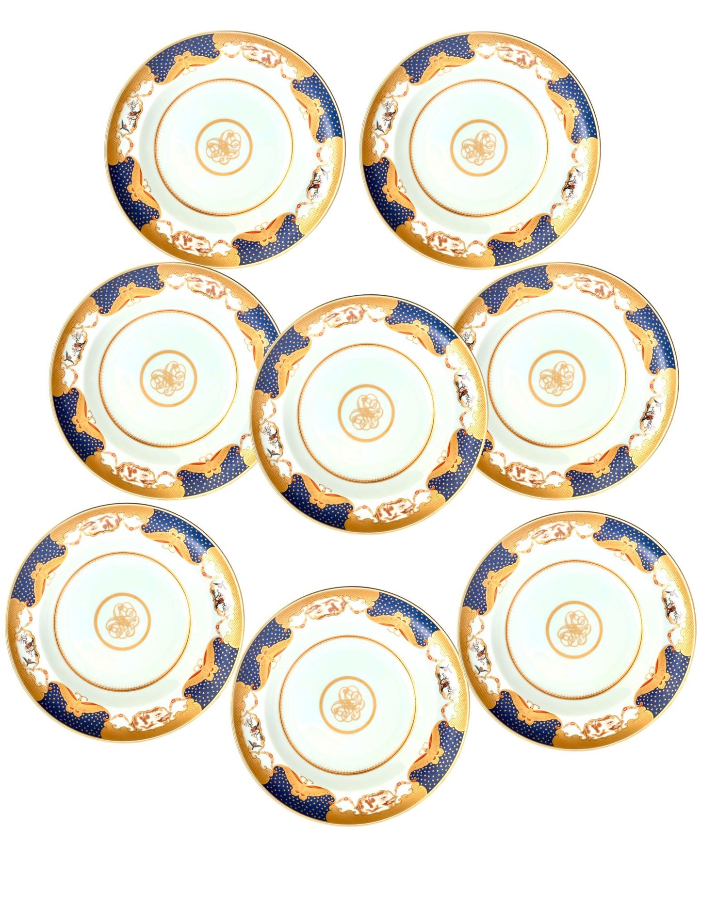 Mottahedeh Golden Butterfly Rim Soup Bowls, S/8