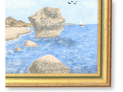 French Coastal Tower Landscape Paintings, Pair