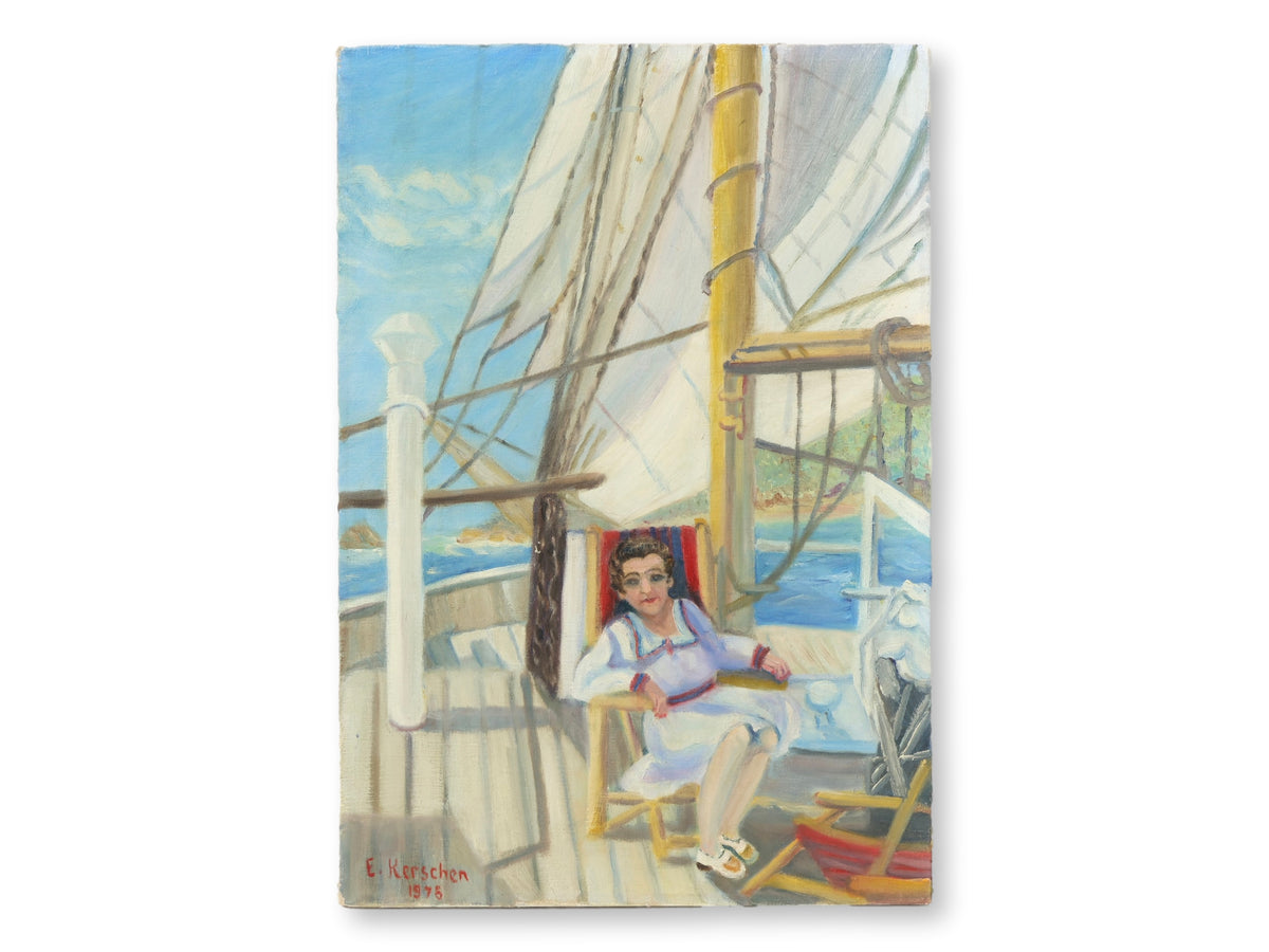 Nautical Painting of Woman on Sailing Ship