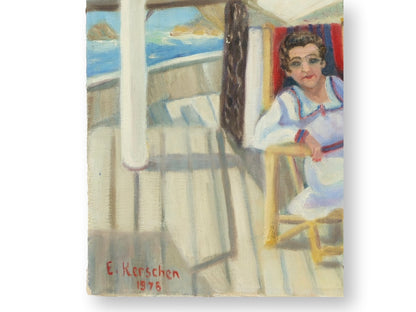 Nautical Painting of Woman on Sailing Ship