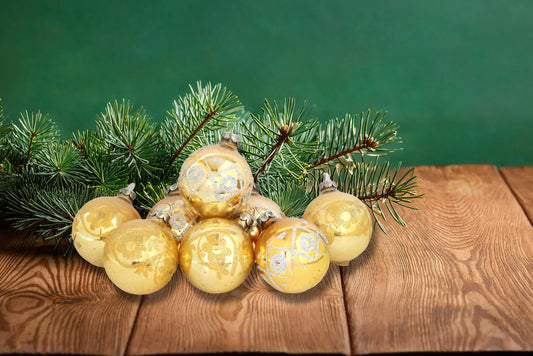 Midcentury Gold Mercury Glass Ornaments