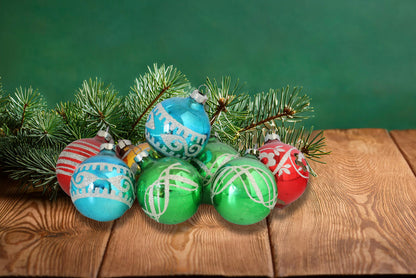 Midcentury Mercury Glass Tree Ornaments — Set of 8