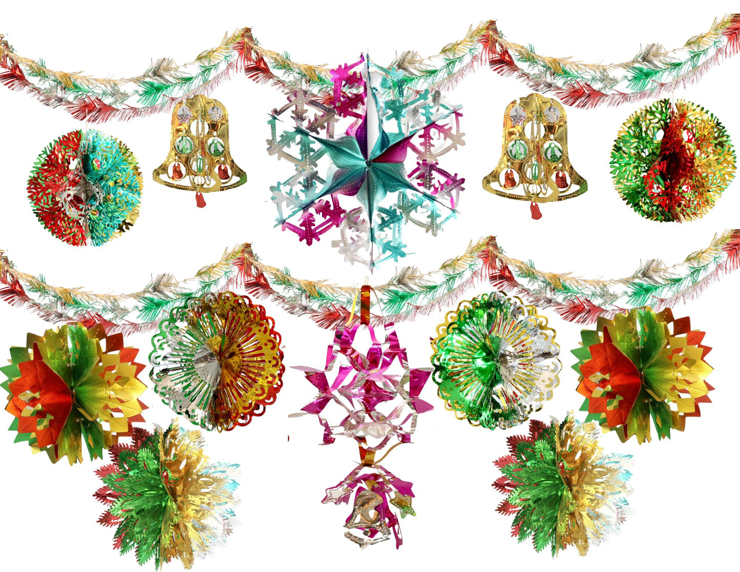 Midcentury Garland & Ornament Assortment — Set of 23