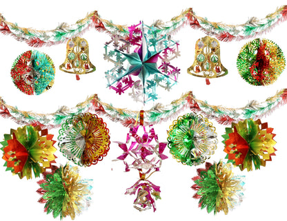 Midcentury Garland & Ornament Assortment — Set of 23