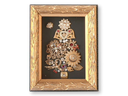 Framed Midcentury Jewelry Christmas Tree