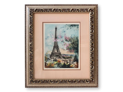 Le Bailly Eau-Forte Originale Paris Eiffel Tower & Notre Dame Cathedral