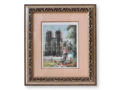 Le Bailly Eau-Forte Originale Paris Eiffel Tower & Notre Dame Cathedral