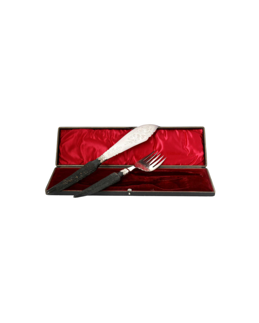 1920s English Stag-Horn Fish Set