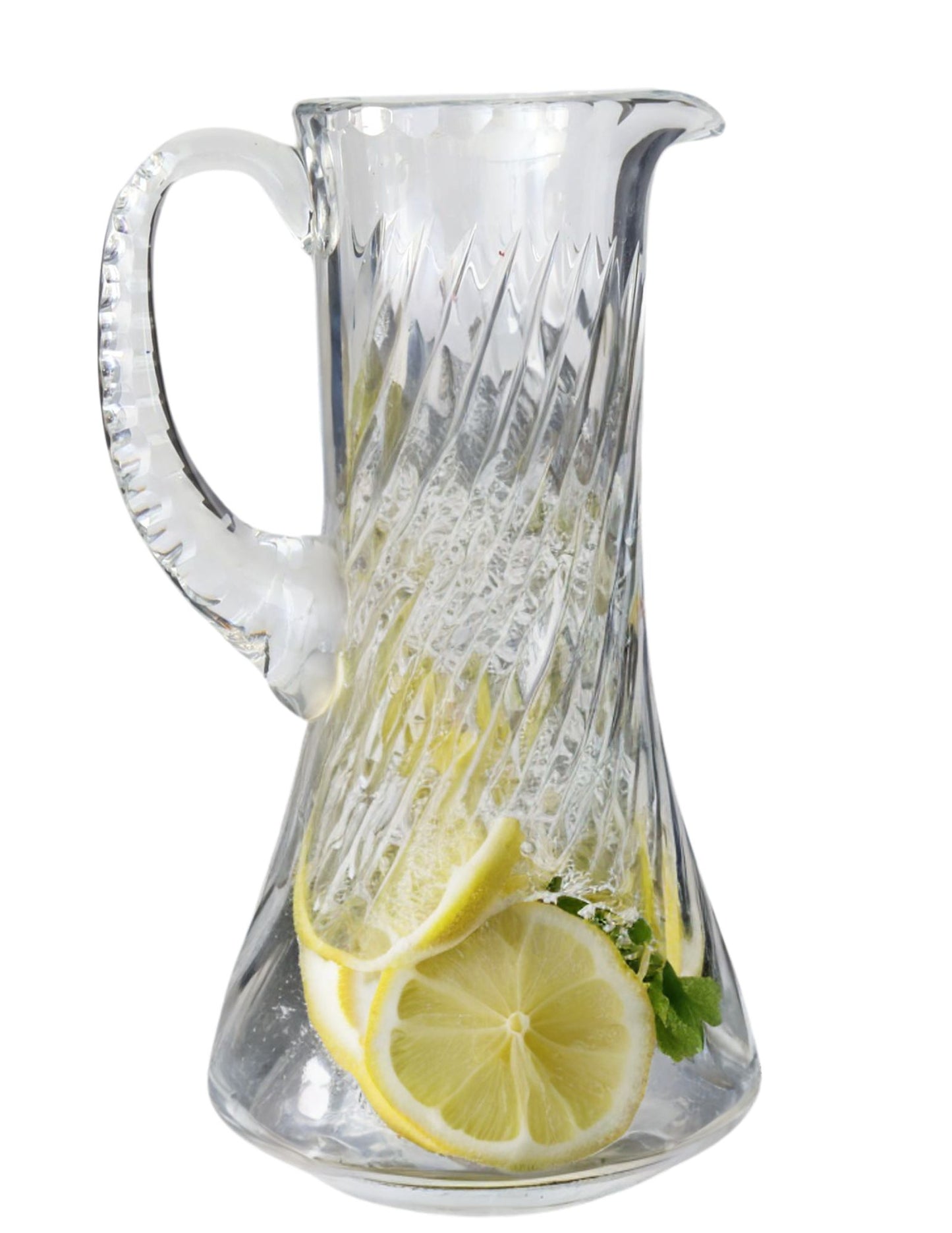 Vintage Swirled Cut Crystal Beverage Pitcher