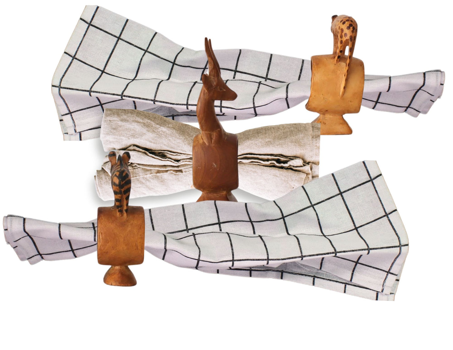 Carved African Napkin Ring & Bowl Set