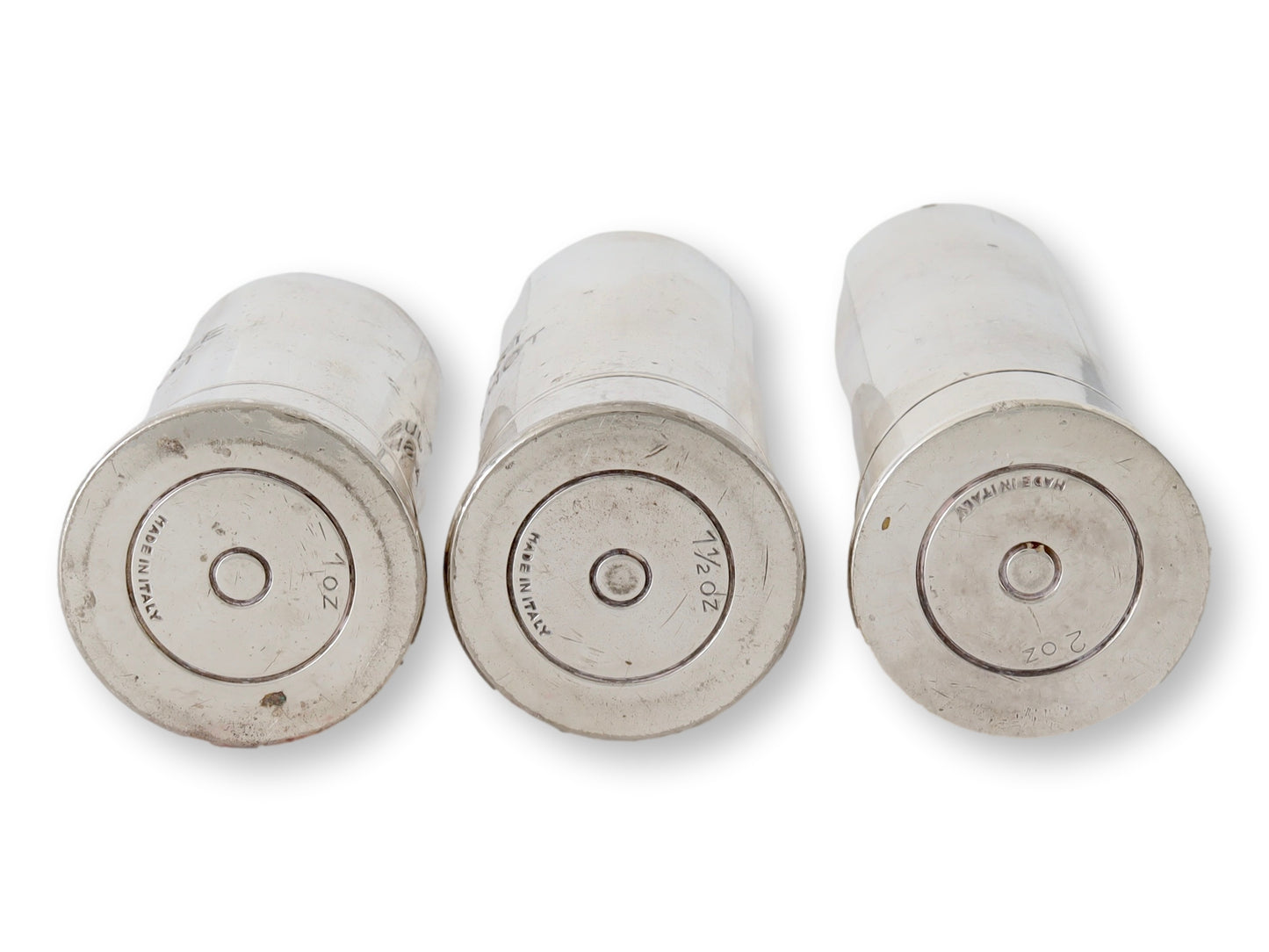 1920s Italian Silver-Plate Shotgun Shell Spirit Measures