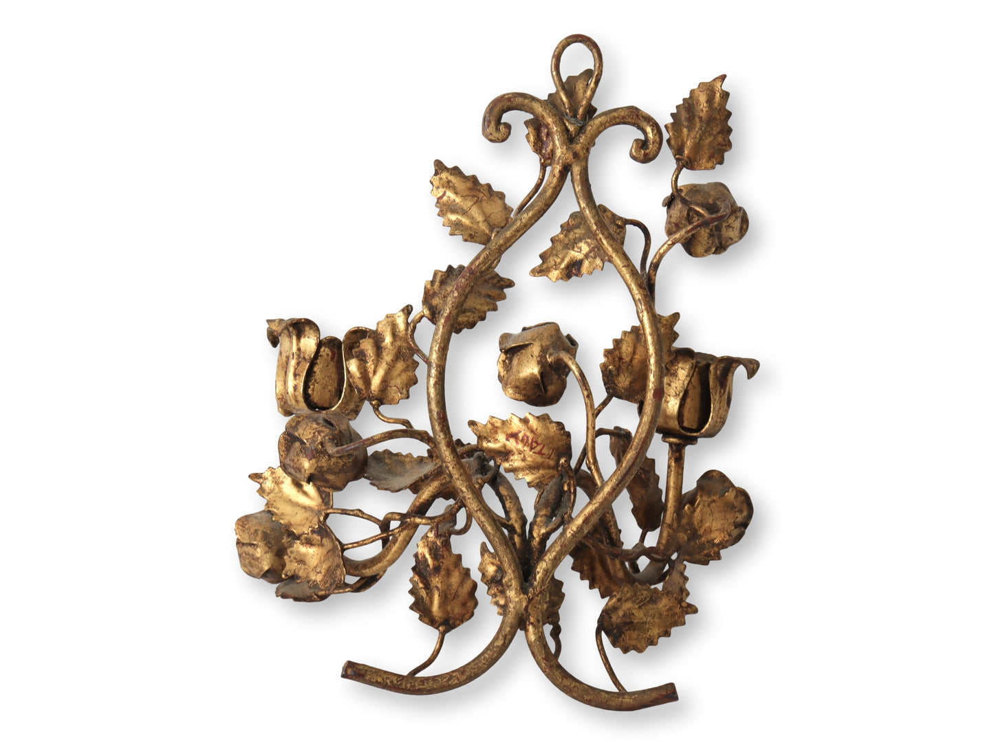 1960s Gilt Italian Candle Wall Sconce