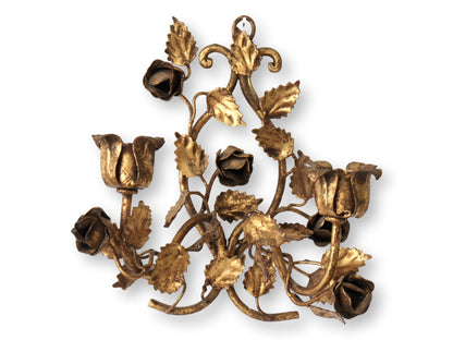 1960s Gilt Italian Candle Wall Sconce