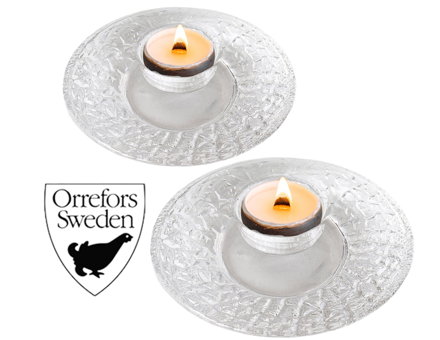 Orrefors Crystal Votive Candleholders, a Pair