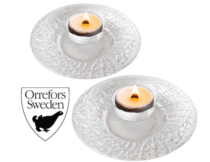 Orrefors Crystal Votive Candleholders, a Pair