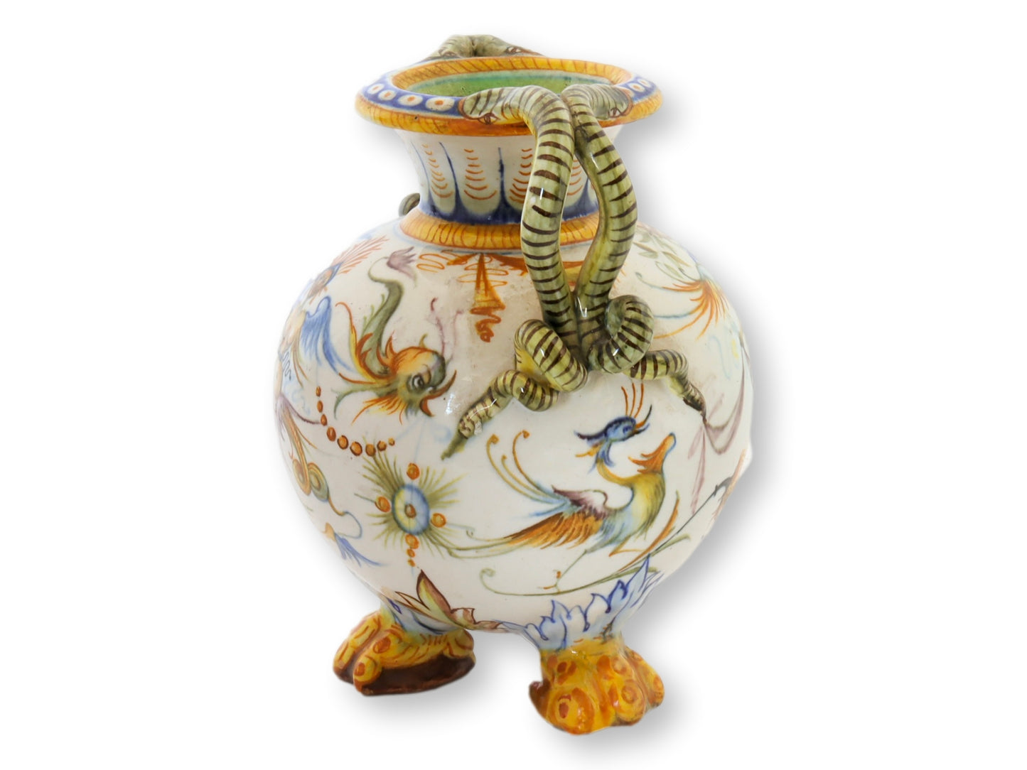 Italian Cantagalli Faience Maiolica Snake Vase