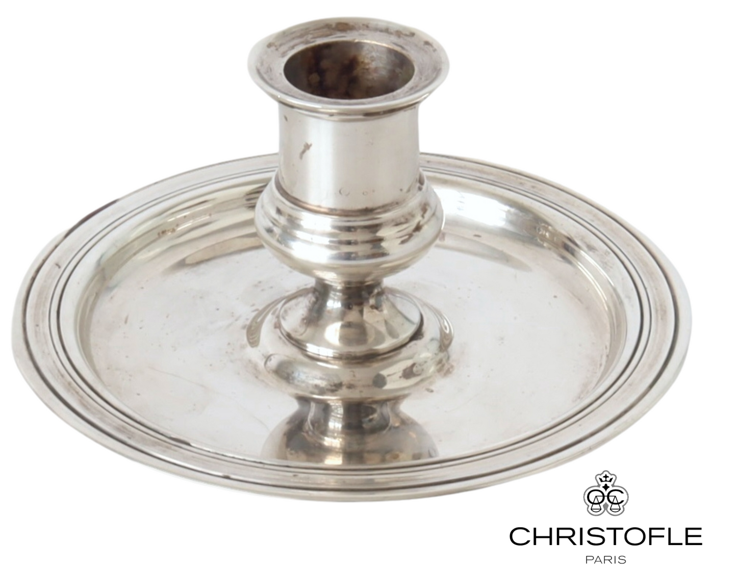 Christofle Silver-Plated Chamberstick Candleholder