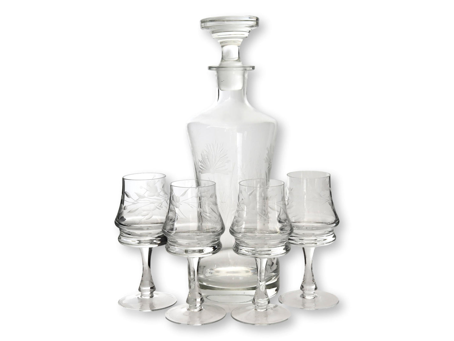 Heavy Crystal Decanter Set, 6 pcs