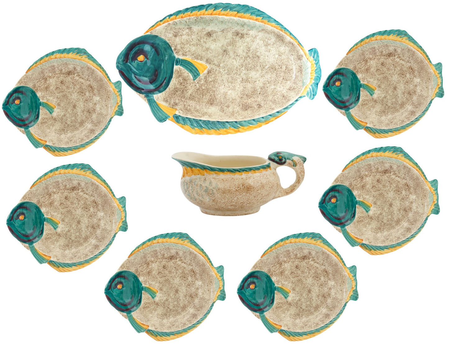 MCM | Midcentury English Burleigh Ware Fish Set