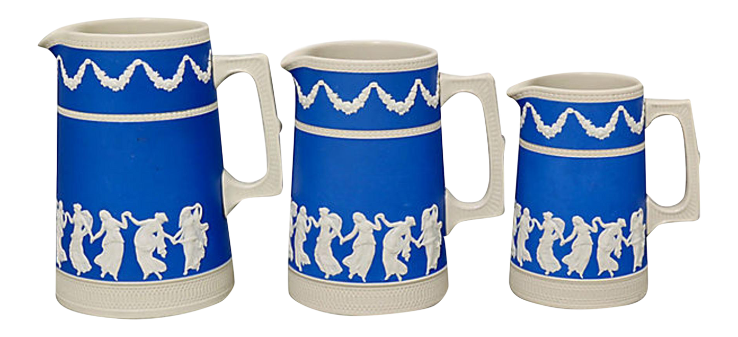 Antique Copeland Spode The Dancing Hour Jugs, Set of 3