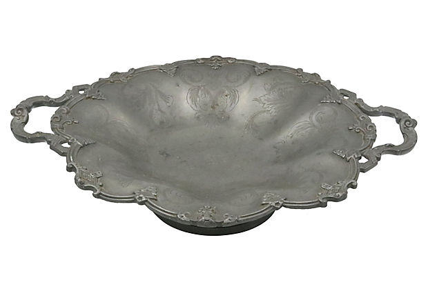 Antique English Pewter Pedestal Dish