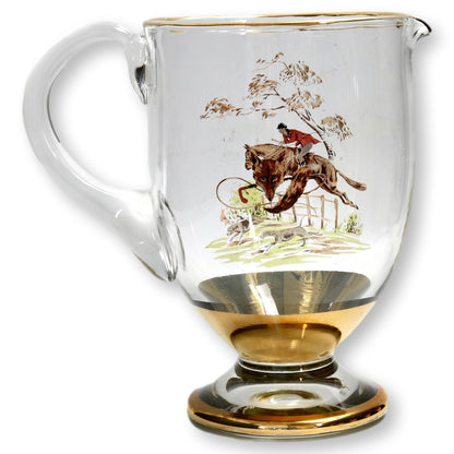 French Hunting Scene Pitcher and Glasses, 6 Pieces