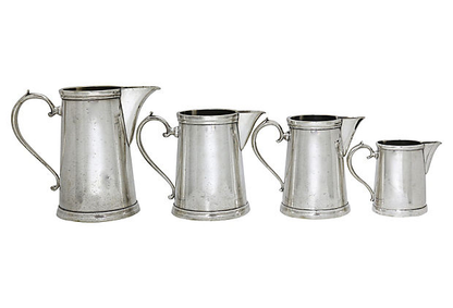 Midcentury Art Deco Hotelware Pitchers, Set of 4