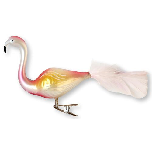 1950s Mercury Glass Flamingo Ornament