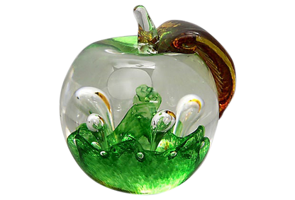 1960s Scottish Art Glass Apple Paperweight